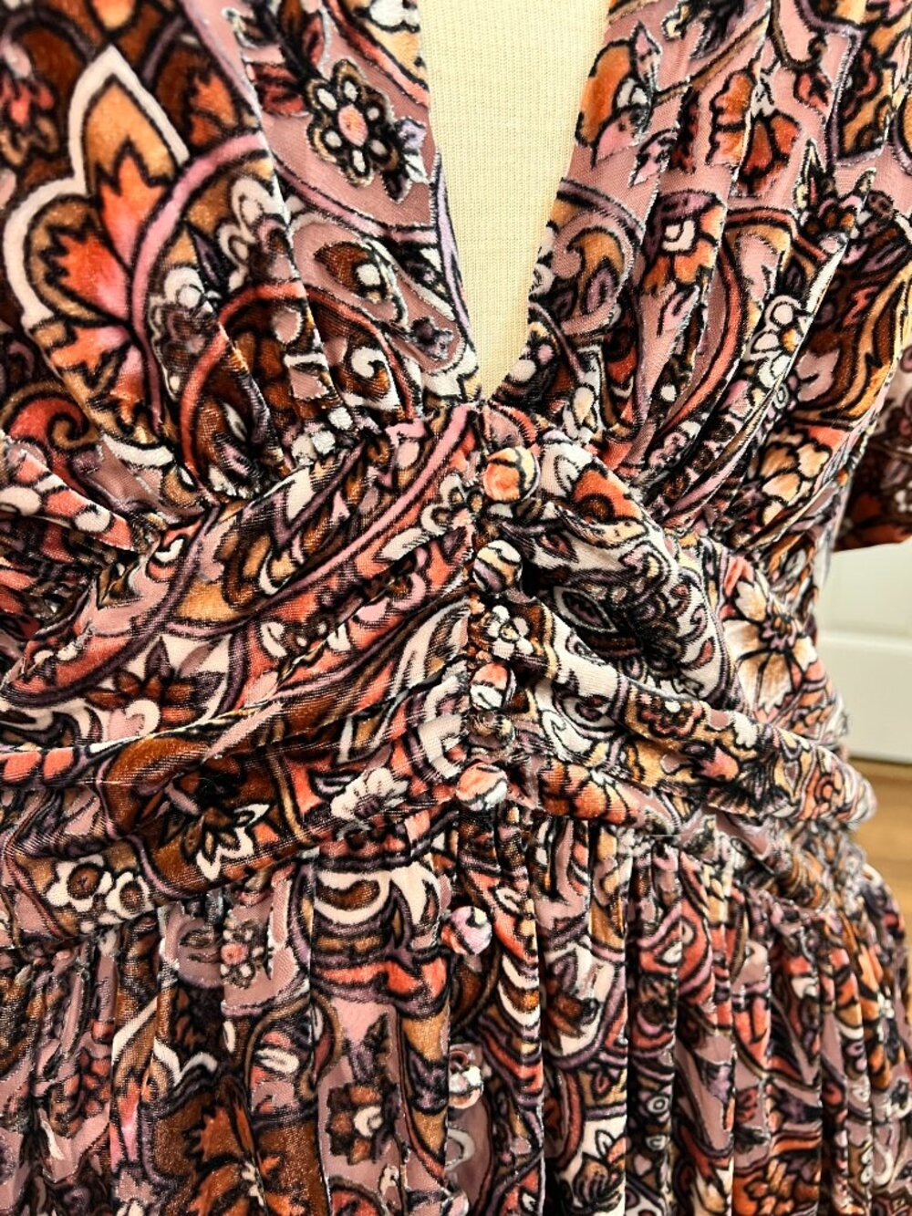 NWOT Anthropologie Katerina Mauve Button Front Velvet Floral Maxi Dress  22W - Picture 13 of 16